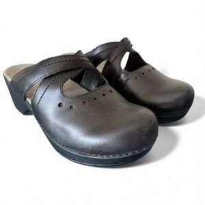 Dansko Susana Clogs BOHO Chic Comfort Leather Shoes Criss Cross Womens 7.5 -8 38